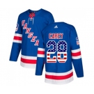 Adidas New York Rangers #28 Paul Carey Authentic Royal Blue USA Flag Fashion NHL Jersey