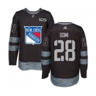 Adidas New York Rangers #28 Tie Domi Authentic Black 1917-2017 100th Anniversary NHL Jersey