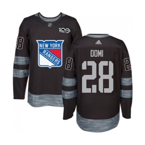 Adidas New York Rangers #28 Tie Domi Authentic Black 1917-2017 100th Anniversary NHL Jersey