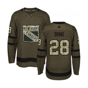 Adidas New York Rangers #28 Tie Domi Authentic Green Salute to Service NHL Jersey