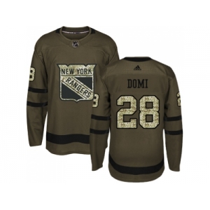 Adidas New York Rangers #28 Tie Domi Green Salute to Service Stitched NHL Jersey
