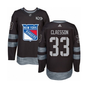 Adidas New York Rangers #33 Fredrik Claesson Authentic Black 1917-2017 100th Anniversary NHL Jersey