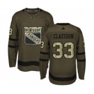 Adidas New York Rangers #33 Fredrik Claesson Authentic Green Salute to Service NHL Jersey