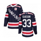 Adidas New York Rangers #33 Fredrik Claesson Authentic Navy Blue 2018 Winter Classic NHL Jersey