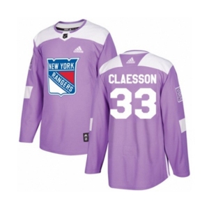 Adidas New York Rangers #33 Fredrik Claesson Authentic Purple Fights Cancer Practice NHL Jersey