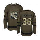 Adidas New York Rangers #36 Glenn Anderson Authentic Green Salute to Service NHL Jersey