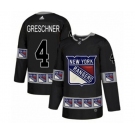 Adidas New York Rangers #4 Ron Greschner Authentic Black Team Logo Fashion NHL Jersey