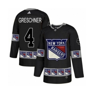 Adidas New York Rangers #4 Ron Greschner Authentic Black Team Logo Fashion NHL Jersey