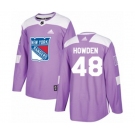 Adidas New York Rangers #48 Brett Howden Authentic Purple Fights Cancer Practice NHL Jersey