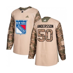 Adidas New York Rangers #50 Lias Andersson Authentic Camo Veterans Day Practice NHL Jersey