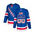 Adidas New York Rangers #68 Jaromir Jagr Authentic Royal Blue USA Flag Fashion NHL Jersey