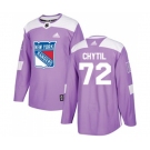 Adidas New York Rangers #72 Filip Chytil Authentic Purple Fights Cancer Practice NHL Jersey