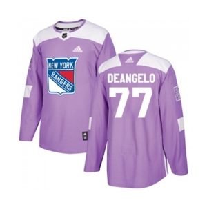 Adidas New York Rangers #77 Anthony DeAngelo Authentic Purple Fights Cancer Practice NHL Jersey