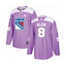 Adidas New York Rangers #8 Kevin Klein Authentic Purple Fights Cancer Practice NHL Jersey