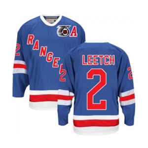 CCM New York Rangers #2 Brian Leetch Authentic Royal Blue 75TH Throwback NHL Jersey