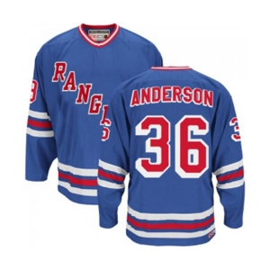 CCM New York Rangers #36 Glenn Anderson Authentic Royal Blue Heroes of Hockey Alumni Throwback NHL Jersey