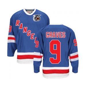 CCM New York Rangers #9 Adam Graves Authentic Royal Blue 75TH Throwback NHL Jersey