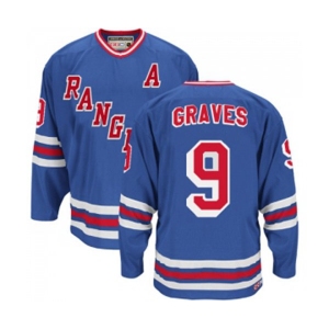 CCM New York Rangers #9 Adam Graves Authentic Royal Blue Heroes of Hockey Alumni Throwback NHL Jersey