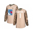 Men Adidas New York Rangers #1 Eddie Giacomin Camo Authentic 2017 Veterans Day Stitched NHL Jersey