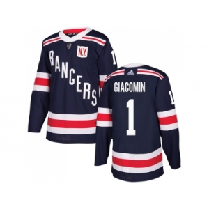 Men Adidas New York Rangers #1 Eddie Giacomin Navy Blue Authentic 2018 Winter Classic Stitched NHL Jersey