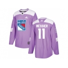 Men Adidas New York Rangers #11 Mark Messier Purple Authentic Fights Cancer Stitched NHL Jersey