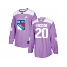 Men Adidas New York Rangers #20 Chris Kreider Purple Authentic Fights Cancer Stitched NHL Jersey