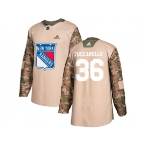 Men Adidas New York Rangers #36 Mats Zuccarello Camo Authentic 2017 Veterans Day Stitched NHL Jersey