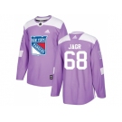 Men Adidas New York Rangers #68 Jaromir Jagr Purple Authentic Fights Cancer Stitched NHL Jersey