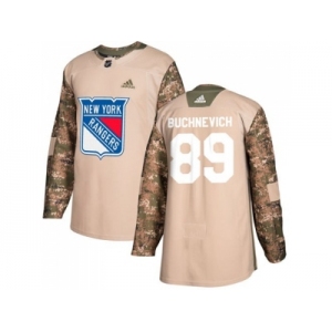 Men Adidas New York Rangers #89 Pavel Buchnevich Camo Authentic 2017 Veterans Day Stitched NHL Jersey