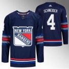 Men New York Rangers #4 Braden Schneider Navy Stitched Jersey