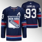 Men New York Rangers #93 Mika Zibanejad Navy Stitched Jersey