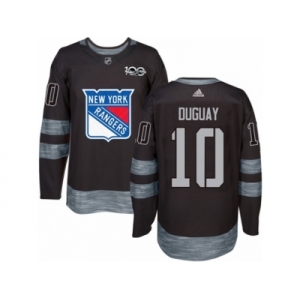 Men's Adidas New York Rangers #10 Ron Duguay Authentic Black 1917-2017 100th Anniversary NHL Jersey