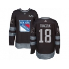 Men's Adidas New York Rangers #18 Walt Tkaczuk Authentic Black 1917-2017 100th Anniversary NHL Jersey