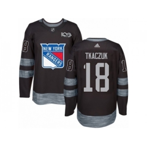 Men's Adidas New York Rangers #18 Walt Tkaczuk Authentic Black 1917-2017 100th Anniversary NHL Jersey