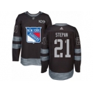 Men's Adidas New York Rangers #21 Derek Stepan Authentic Black 1917-2017 100th Anniversary NHL Jersey