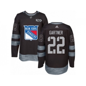 Men's Adidas New York Rangers #22 Mike Gartner Authentic Black 1917-2017 100th Anniversary NHL Jersey