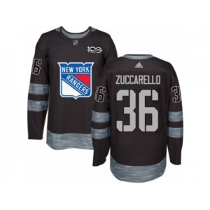 Men's Adidas New York Rangers #36 Mats Zuccarello Authentic Black 1917-2017 100th Anniversary NHL Jersey