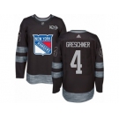 Men's Adidas New York Rangers #4 Ron Greschner Authentic Black 1917-2017 100th Anniversary NHL Jersey