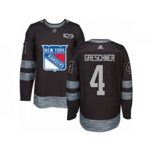 Men's Adidas New York Rangers #4 Ron Greschner Authentic Black 1917-2017 100th Anniversary NHL Jersey