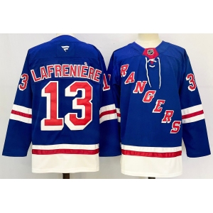 Men's New York Rangers #13 Alexis Lafreniere Royal 2024-25 Home With A Patch Stitched Hockey Jersey