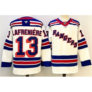 Men's New York Rangers #13 Alexis Lafreniere White 2024-25 Away Stitched Hockey Jersey