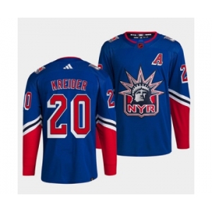 Men's New York Rangers #20 Chris Kreider Blue 2022 Reverse Retro Stitched Jersey