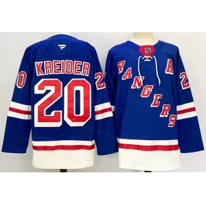 Men's New York Rangers #20 Chris Kreider Royal 2024-25 Home With A Patch Stitched Hockey Jersey