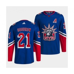 Men's New York Rangers #21 Barclay Goodrow Blue 2022 Reverse Retro Stitched Jersey