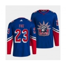 Men's New York Rangers #23 Adam Fox Blue 2022 Reverse Retro Stitched Jersey