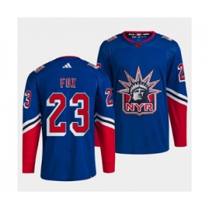 Men's New York Rangers #23 Adam Fox Blue 2022 Reverse Retro Stitched Jersey