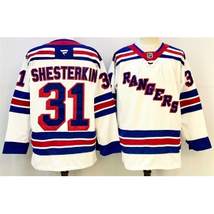 Men's New York Rangers #31 Igor Shesterkin White 2024-25 Away Stitched Hockey Jersey