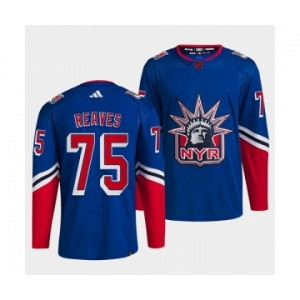 Men's New York Rangers #75 Ryan Reaves Blue 2022 Reverse Retro Stitched Jersey