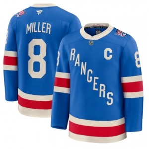 Men's New York Rangers #8 JT Miller Blue Centennial With C Patch Stitched Hockey Jersey