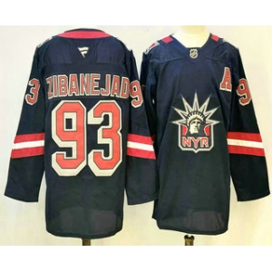 Men's New York Rangers #93 Mika Zibanejad Navy Reverse Retro Authentic Jersey